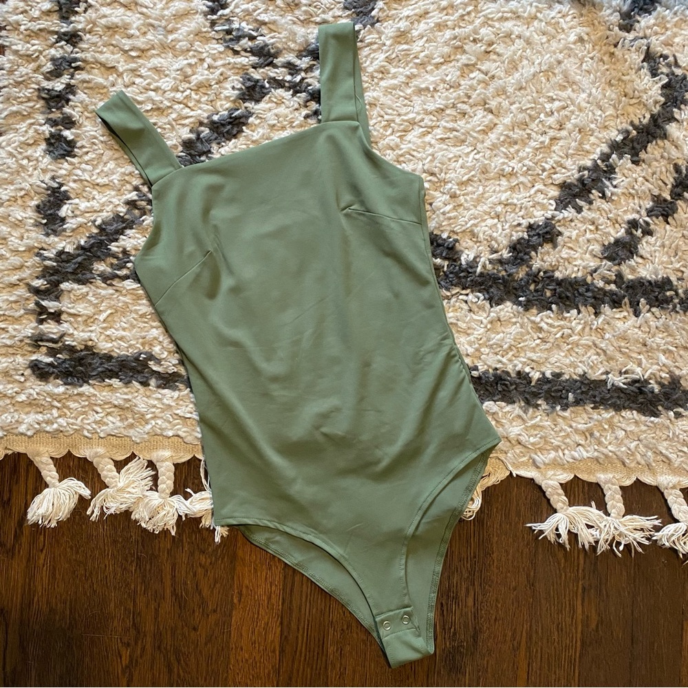 Green Square Neck Bodysuit